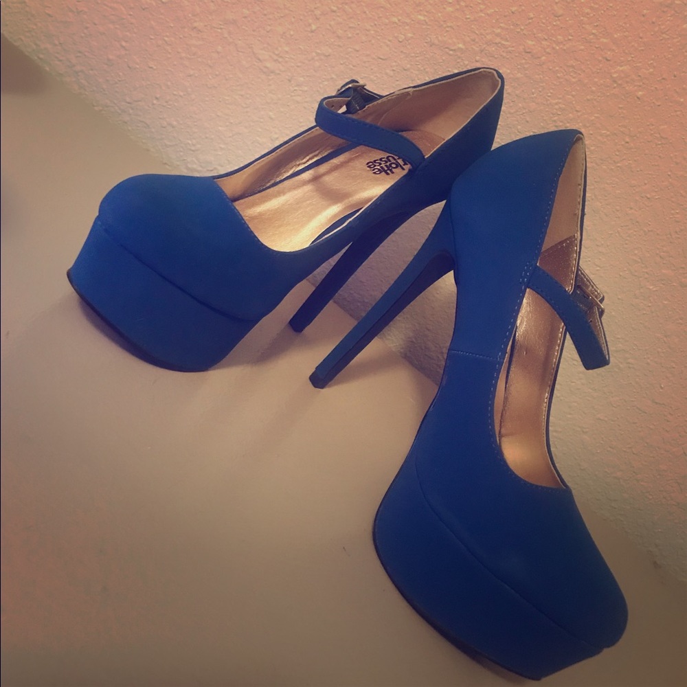 Cobalt Blue Mary Jane Platform Heels